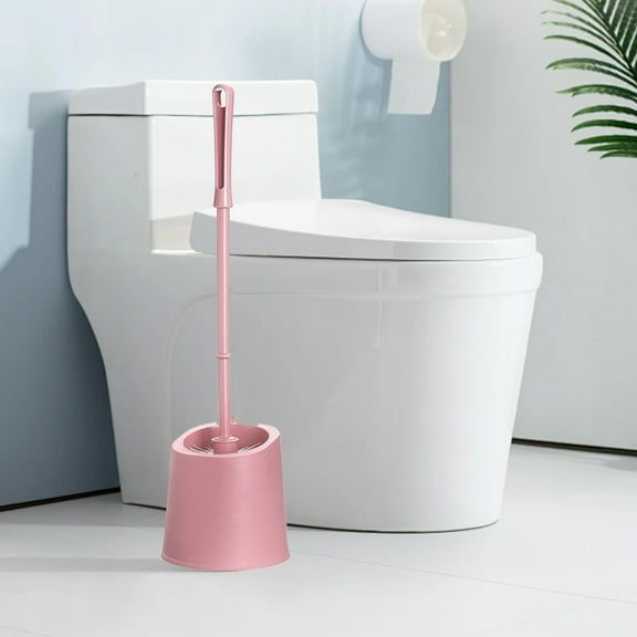 Qonioi Dead Corner Toilet Brush, Long Handle Wall-Mounted Bathroom Cleaning Brush with Base, Soft Bristle Brush, Toilet Cleaner