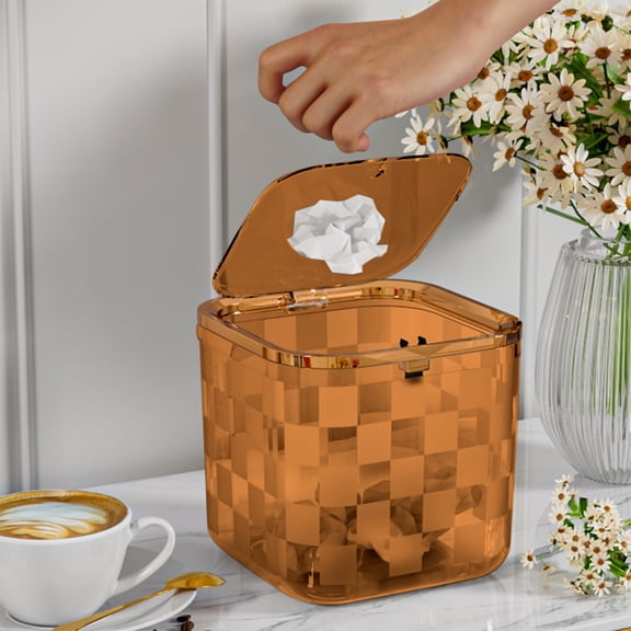 Qonioi Desktop Trash Can, Small Cute Wastebasket with Non-Slip Feet, Portable Office Bedroom Kitchen Storage Bin, High-Value Mini Garbage Can for Table Desk Counter Car