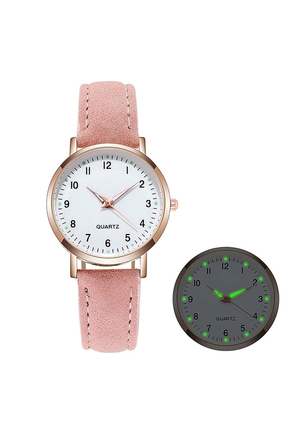 Diamond Studded Luminous Ladies Watch, Quartz Movement Women's Wristwatch with Imitation Leather Strap, Elegant Alloy Case Glass Face Fashion Female Timepiece for Daily Wear Gift