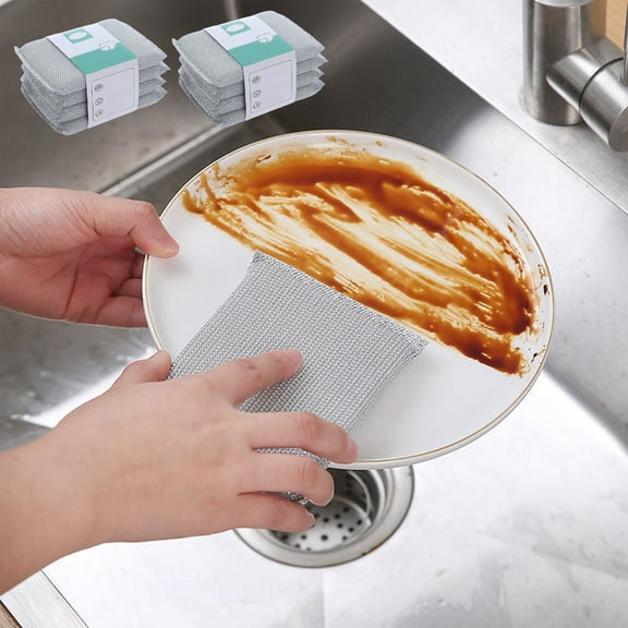 Qonioi Dishwashing Cloth Sponge Wipe, Double-sided Non-stick Oil Thickened Scouring Pad for Kitchen Cleaning, Steel Wool Dishwashing Tool