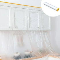 Qonioi Disposable Painters Plastic, 65FT Self-Adhesive Drop Cloth for Furniture Protection, Painting Cover, Protective Sheet