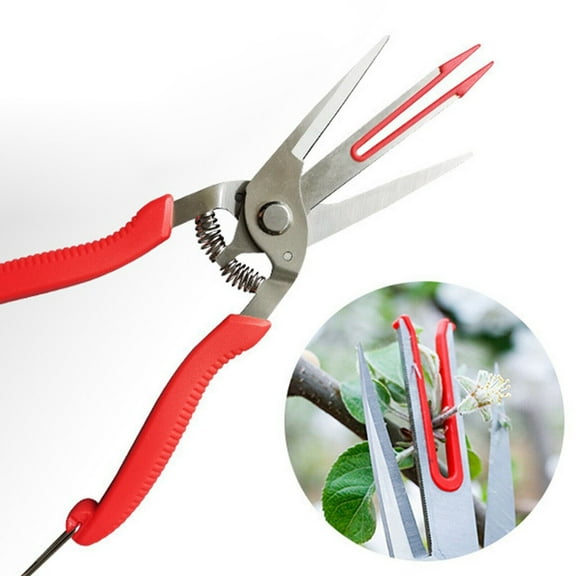 Qonioi Double-Edged Fruit Thinning Scissors, High Carbon Steel Pruning Shears for Garden Trees, Effort-Saving Double Blade Picking Scissors for Flowers and Fruit Harvesting