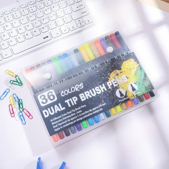 Qonioi Double Ended Watercolor Pen Washable, Brush Fine Tip Marker Doodling, Non Staining Coloring Art Pens