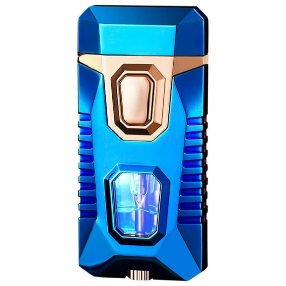 Qonioi Double Flame Windproof Lighter, with 5 Flints Adjustable Soft and Blue Flame for Outdoor Use, Butane Lighter, Dual Flame Lighter