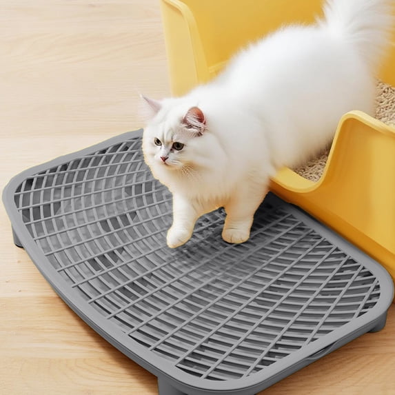 Qonioi Double-Layer Cat Litter Mat, Anti-Slip Litter Trapping Mat for Cats, Waterproof Pet Litter Box Floor Mat with Sand Control Grooves