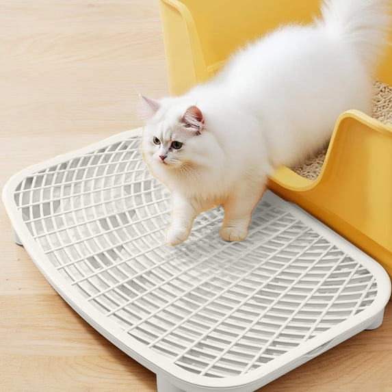 Qonioi Double-Layer Cat Litter Mat, Anti-Slip Litter Trapping Mat for Cats, Waterproof Pet Litter Box Floor Mat with Sand Control Grooves