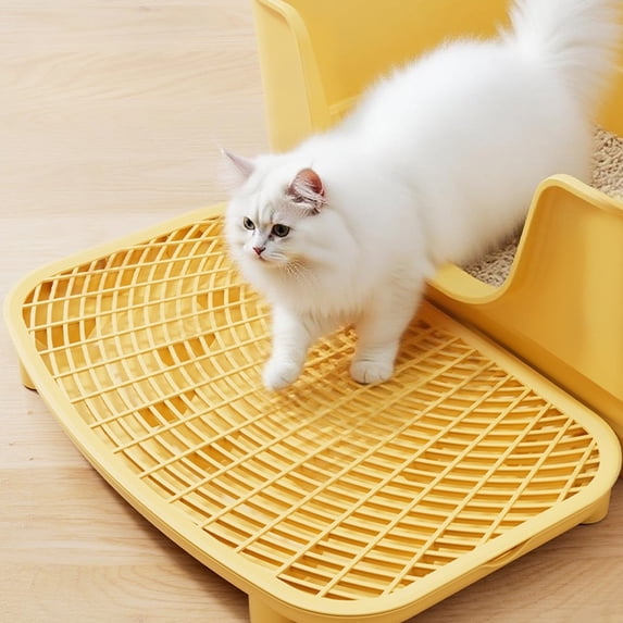 Qonioi Double-Layer Cat Litter Mat, Anti-Slip Litter Trapping Mat for Cats, Waterproof Pet Litter Box Floor Mat with Sand Control Grooves