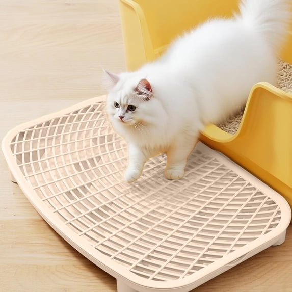 Qonioi Double-Layer Cat Litter Mat, Anti-Slip Litter Trapping Mat for Cats, Waterproof Pet Litter Box Floor Mat with Sand Control Grooves