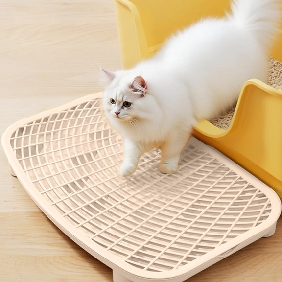 Qonioi Double-Layer Cat Litter Mat, Anti-Slip Litter Trapping Mat for Cats, Waterproof Pet Litter Box Floor Mat with Sand Control Grooves