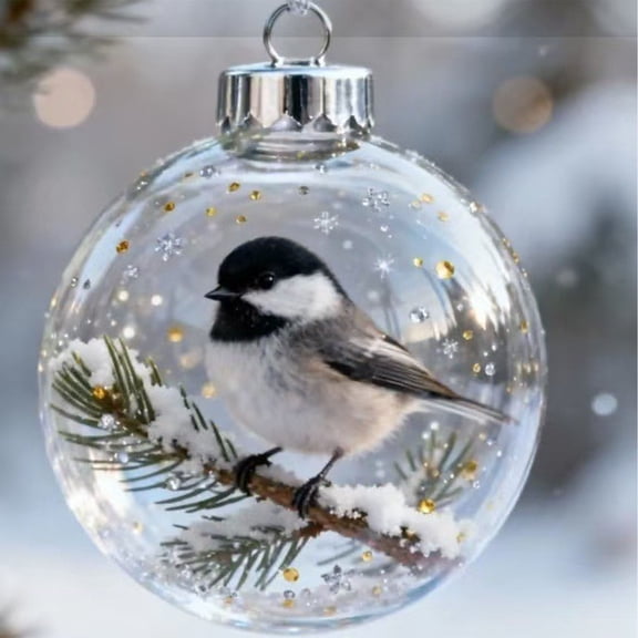 Qonioi Enchanting Snow Christmas Tree Decorative Pendant, Hand-Sculpted Resin Base Glass Dome Ornament for Holiday Display, Festive Crystal Ball Keepsake for Desk Shelf Decor