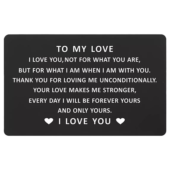 Qonioi Engraved Metal Wallet Card, Permanent Etching Greeting Card Postcard Business Card Clip, Unique Personalized Gift for Valentine's Day Wedding Anniversary Husband