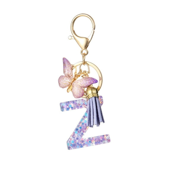 Qonioi Fashion Letter Key Chain, Butterfly Tassel Pendant for Keys Backpack Decoration, Keychain Accessory Key Fob Key Ring