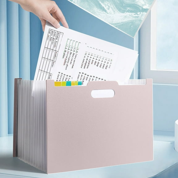 Qonioi File Manager 13 Pocket Expandable, Portable Monthly Billing Receipt Organizer with Color Tags, A4 Size Document Folder
