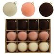 thumbnail image 1 of Qonioi Flocked Christmas Tree Ball Ornaments, 12 Pcs Plastic Hanging Christmas Balls for Xmas Tree Decoration, Brown Holiday Ornaments for Festive Decor, 1 of 7