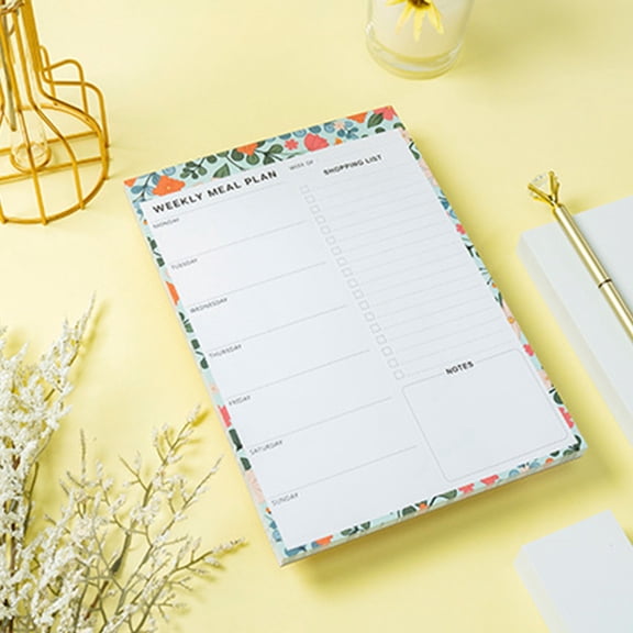 Qonioi Floral Magnetic Meal Planner, Weekly Menu Notepad for Fridge, Removable Fitness Recipe List Grocery Shopping Pad for Kitchen Gym