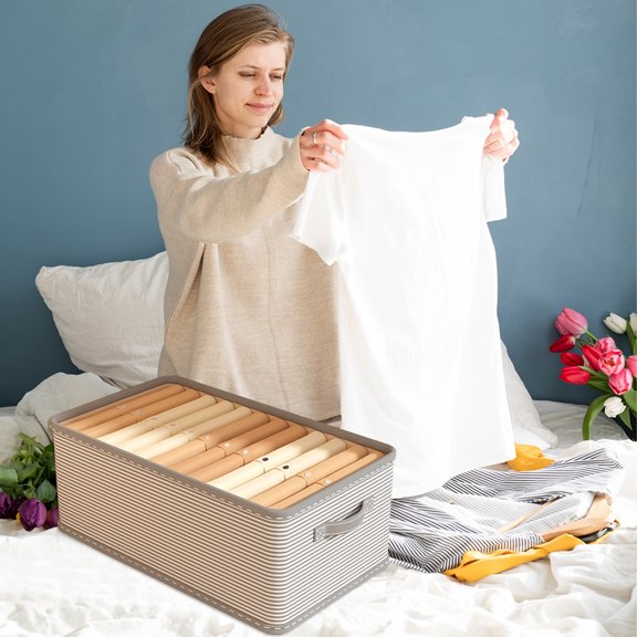 Qonioi Foldable Storage Box, Large Capacity Fabric Clothes Organizer, Collapsible Wardrobe Drawer for Home Travel Bedroom Closet