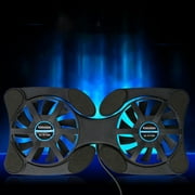 Qonioi Folding Laptop Cool Pad Dual 70mm Fans, Portable Computer Cooling Pad Heat Sink for Notebooks PC Hardware, Strong Wind Quiet Operation
