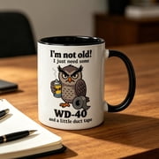 Qonioi Funny Owl Coffee Mug 11oz, Sarcastic Humor Ceramic Cup for Seniors Men Women, Grumpy Old Age Gift for Office Home