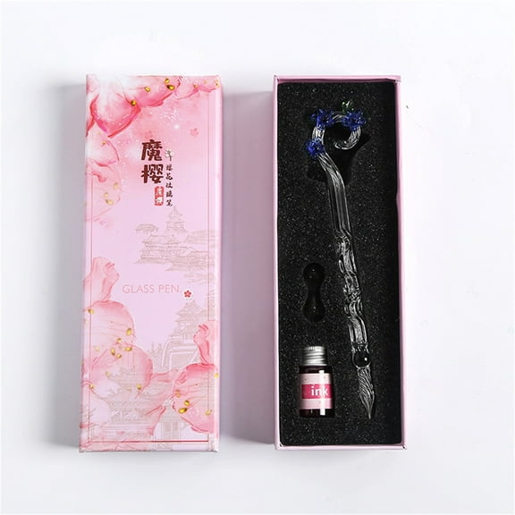 Qonioi Glass Dip Pen Set, Calligraphy Ink Writing Kit with 5ml Bottles, Handcrafted Borosilicate Glass Pen for Drawing Art Lettering, Elegant Desk Decor Gift for Artists Writers Students