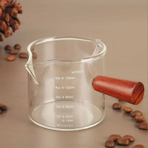 Qonioi Borosilicate Glass Measuring Cup, Heat Resistant Kitchen Measuring Cup with Spout, Clear Graduated Milk Jug for Liquid Dry Ingredients Coffee Creamer