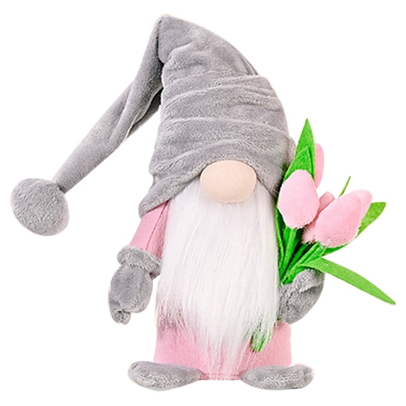 Qonioi Handmade Faceless Tulip Gnome Doll, Spring Mother's Day Valentine's Gift Decor, Cute Fabric Dwarf Figure Ornament for Tabletop Home Daughter Gifts