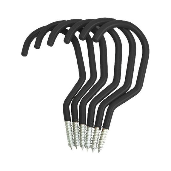 Qonioi Heavy Duty Screw Hooks, 6PC Storage Hooks for Garage Walls Ceilings Bike Tools Organization, Hook Racks, Mounting Hooks