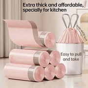 Qonioi Ice Berry Pink Garbage Bags, Drawstring Trash Bags, 3 Gallon Thick Plastic Kitchen Bags, Strong Leak-Proof Waste Liners
