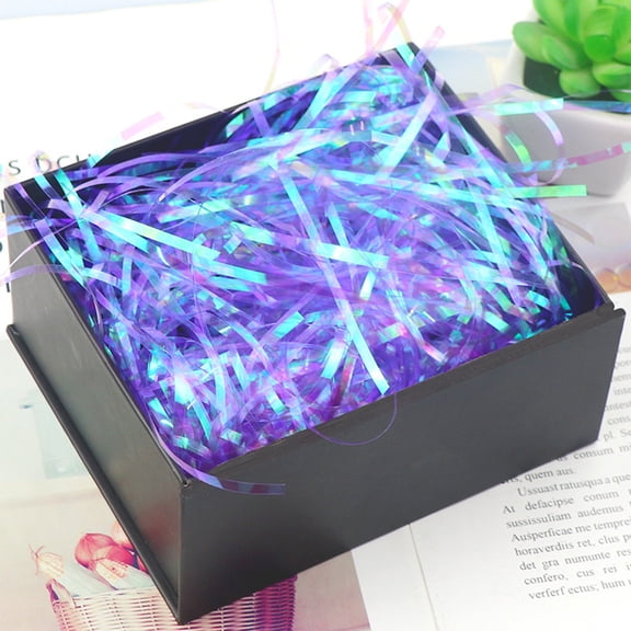 Qonioi Iridescent Gift Box Filler, 3mm Crinkle Paper Shreds, Metallic Confetti for Wedding Favors, Gift Wrapping, and Party Decor