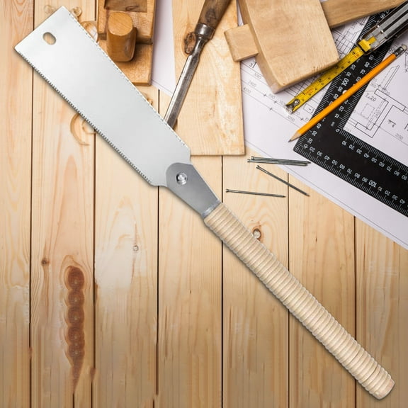 Qonioi Japanese Pull Saw, Double Edged Hand Saw with Replaceable Blade, 2-in-1 Woodworking Tool for Rip and Cross Cuts, SK5 Steel Blade Beech Handle Saw for Carpentry DIY Gifts