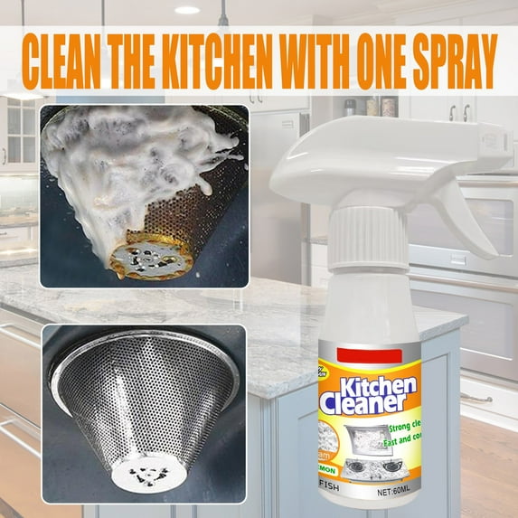 Qonioi Kitchen Foam Cleaner, 60ml Cooktop Hood Oil Stain Remover, Multi-Purpose Cleaning Spray for Stove Range Hood Countertops Sinks Tiles