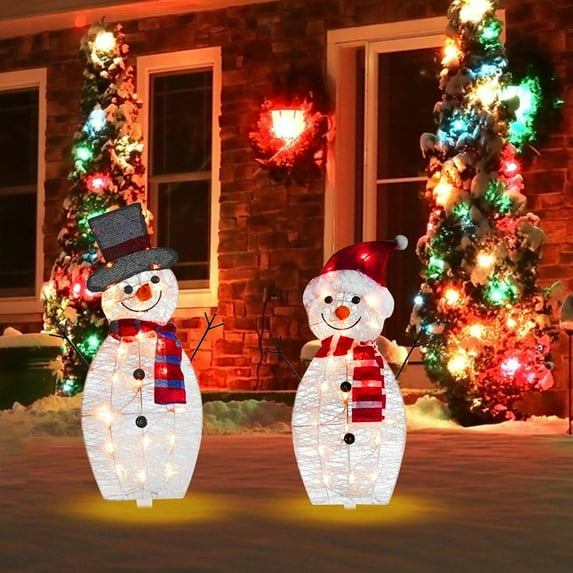 Qonioi LED Light Up Penguin Christmas Decoration, Acrylic Garden Luminescent Set with Assembly, Outdoor Indoor Festive Decor