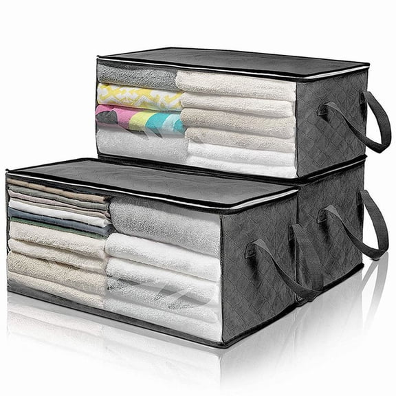 Qonioi Large Capacity Storage Bag, Upgraded Non-Woven Fabric Sealed Organizer Box, Portable Foldable Quilt Clothing Sorting Box for Closet Bedding Moving Dorm