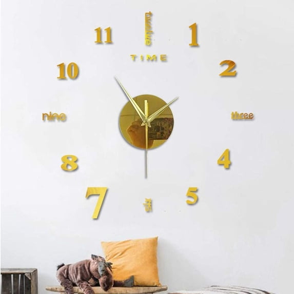 Qonioi Large Frameless DIY Wall Clock Mirror Sticker, Mute Silent Feature Home Office Decor, Self-Adhesive Waterproof Clock for Walls Doors Tiles Metal