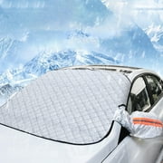 Qonioi Large Windshield Snow Cover for Cars, Universal Frost Snow Shield with Hood Cover, All-Weather Protection for Winter Summer, Car Snow Protector