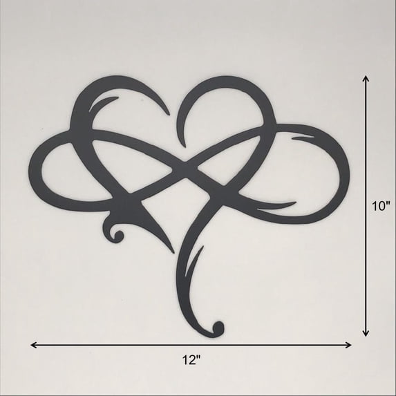 Qonioi Large Wrought Iron Heart, 10x12-Inch Metal Wall Decor Infinity Design, Steel Art Piece, Home Wall Decoration