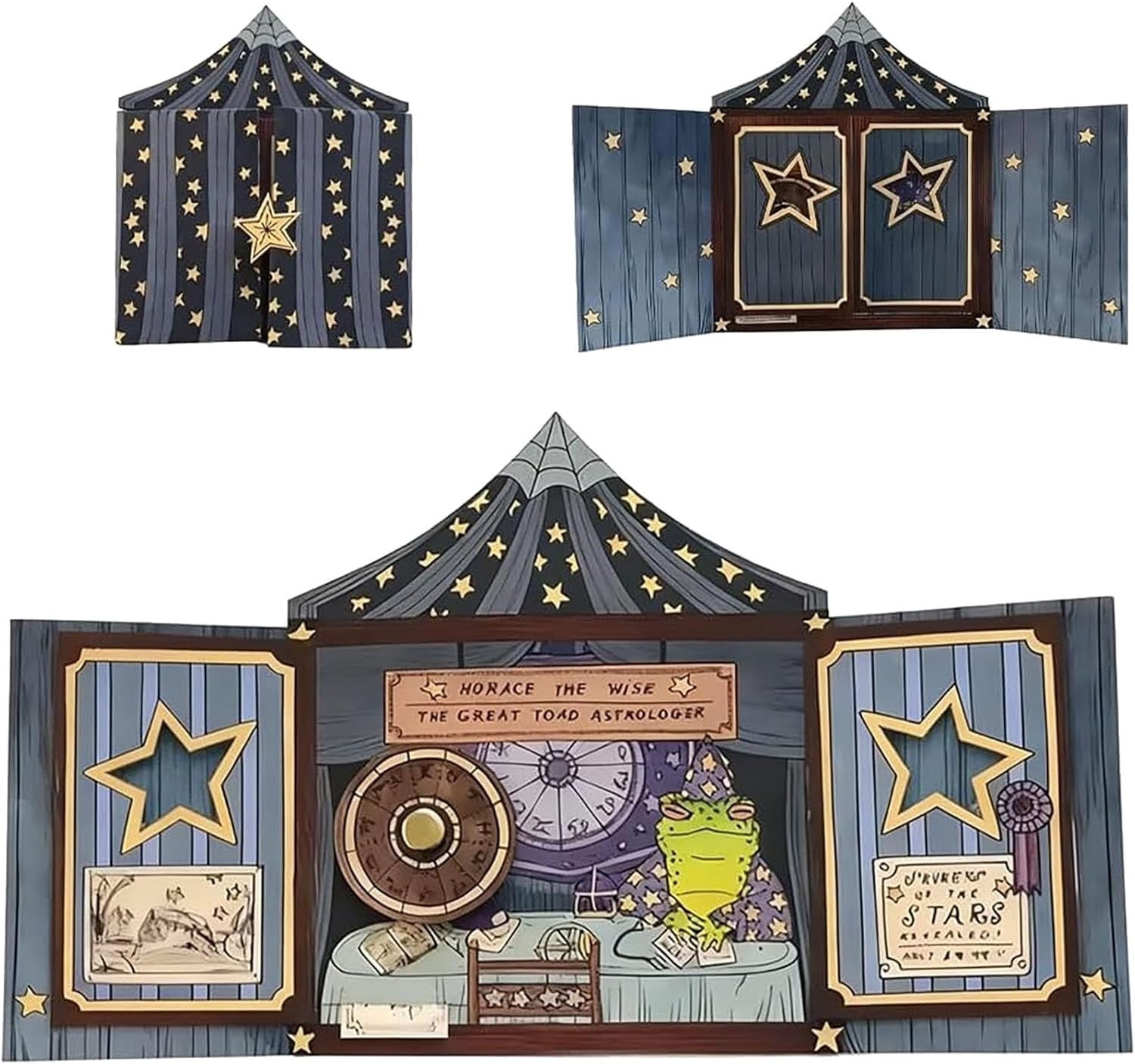 Qonioi Layered Circus Xmas Greeting Card, 3D Astrology Holiday Greeting Card with Golden Foil, Expandable Tabletop Art, Christmas Greeting Card