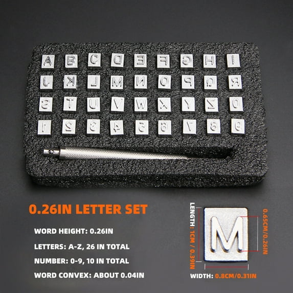 Qonioi Leather Stamping Tool Set, 36PC 1/4 Inch Alphabet Letters Numbers, DIY Leather Engraving Tools, Personalization Set