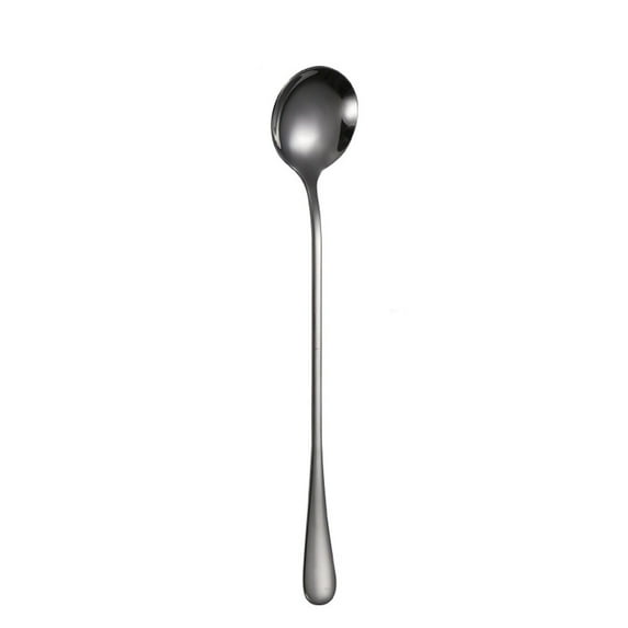 Qonioi Long Handle Stainless Steel Spoon, 17.2cm Mixing Spoon for Coffee Ice Cream, Kitchen Spoon, Serving Utensil