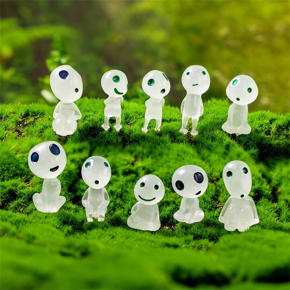 Qonioi Luminous Tree Elves, 10pcs Glow in The Dark Elf Decorations, Princess Mononoke Spirit Garden Potted Fairy Figurines for Home Desk Decor