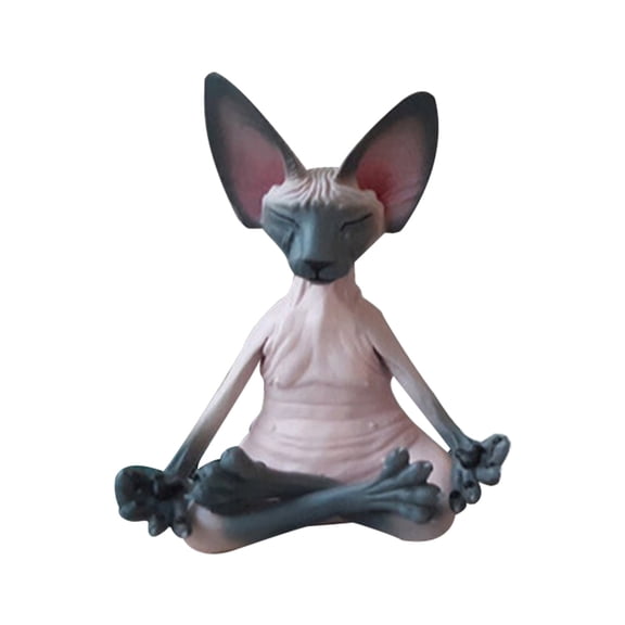 Qonioi Meditation Cat Resin Figurine, Cute Desktop Decor Crafts for Home Office, Zen Meditation Statue Decoration for Living Room Bedroom Gift