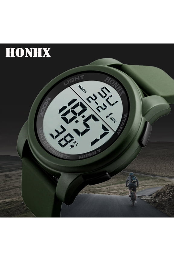 Military Sport Watch, Men's Digital Analog LED Wristwatch, Water Resistant 5 ATM Watch for Swimming Shower Diving, Sport Silicone Strap Adjustable Wrist Watch for Men