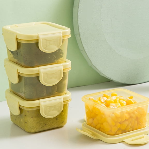 Qonioi Mini Food Storage Box, Clear Thickened Plastic Food Container with Snap Lid, Leakproof Square Bento Box for Snacks Yogurt Sauce