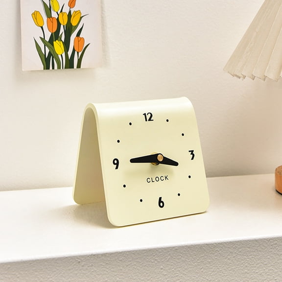 Qonioi Modern Small Tabletop Clock, Minimalist Living Room Desktop Timepiece, Decorative Home Ornament Without Batteries