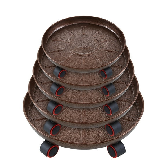 Qonioi Movable Flower Pot Tray, Iron Metal Circular Thickened Pad with Universal Wheels for Garden Plants, Plant Roller Stand, Flower Pot Base