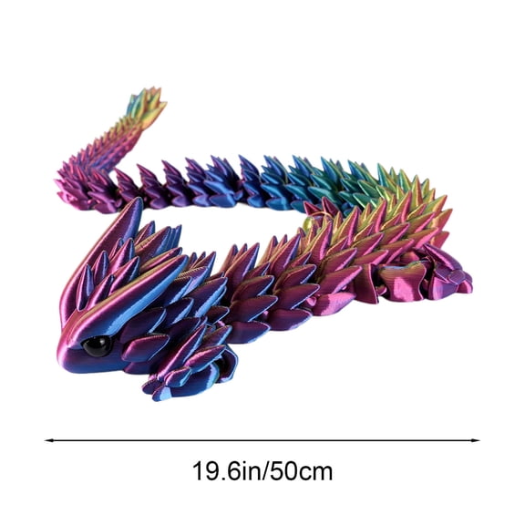 Qonioi Movable Joints Crystal Dragon Ornament, 12 Inch Multicolor 3D Printed Dragon Figurine, Advanced Printing Technology Detailed Simulation Dragons for Home Decor Gift Collection