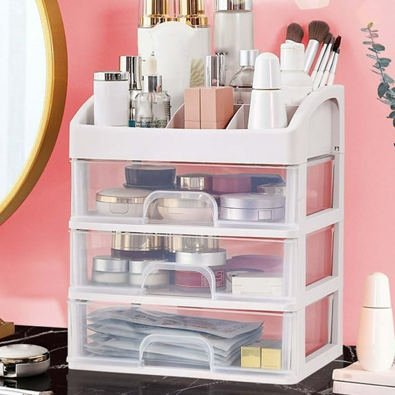 Qonioi Multi-Tier Cosmetic Storage Rack, Plastic Desktop Shelf for Bathroom Dormitory Organization, Makeup Shelf Beauty Display Cosmetic Stand