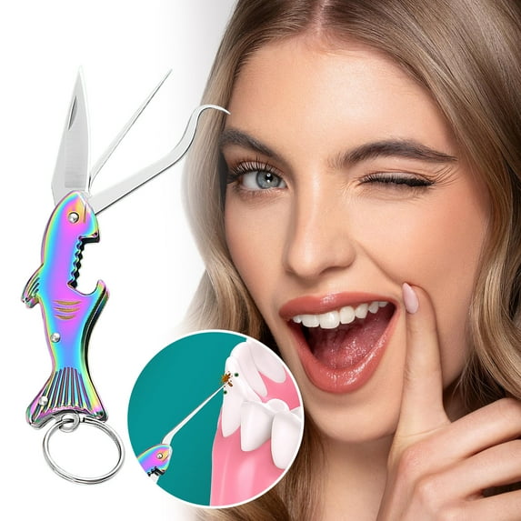 Qonioi Multifunctional Foldable Keychain Tool, Stainless Steel Toothpick Knife Bottle Opener, Portable Key Ring Carry Fine Tooth Hook