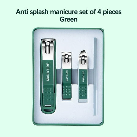 Qonioi Nail Clipper Set, Stainless Steel Manicure Tools with Nail File, Anti Splash Clippers, Personal Grooming Kit