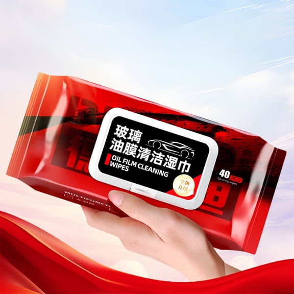 Qonioi Oil Film Cleaning Wipes, 5-Pack Glass Cleaner Wipes for Car Windshield and Home Mirrors, Multi-Functional Wet Wipes Remove Grease Bugs Bird Dropping Needed 200ml 40 Sheets Each