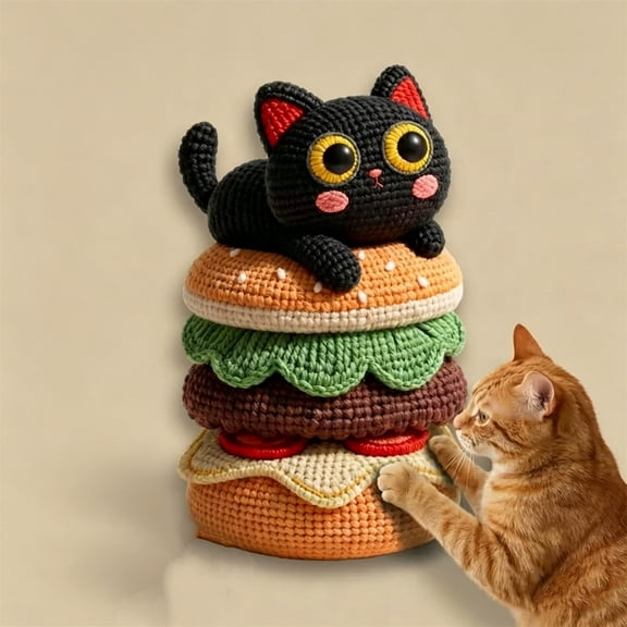 Qonioi Plush Cat Toy, Adhesive Soft Fleece Pouch for Indoor Cats, Durable Interactive Kicker for Furniture Protection